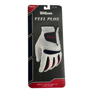 Wilson Feel Plus Men's Left Golf Glove XL New Soft Synthetic Leather White
